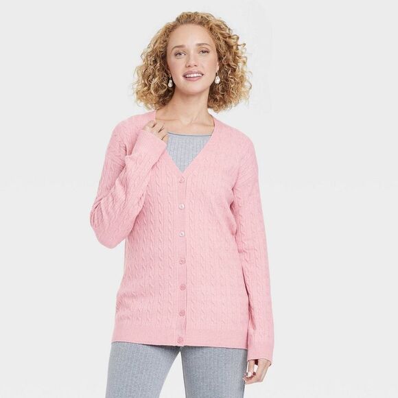 A New Day Sweaters - A New Day - Women's Cable Cardigan - A New Day Pink S Pink